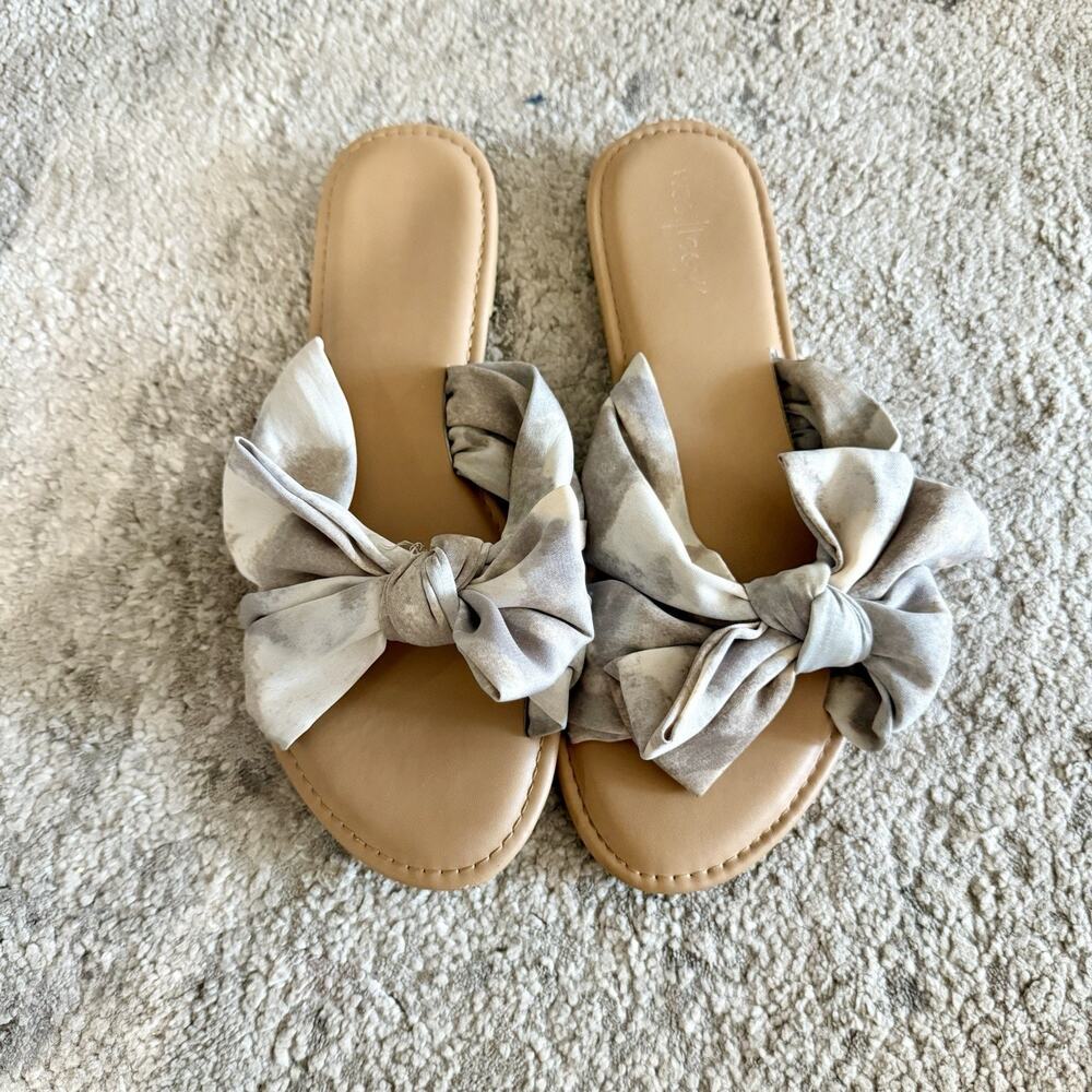 West Loop Women’s Size 7/8 Tie Dye Bow Sandals Slides w/Cushioned Insoles Beach